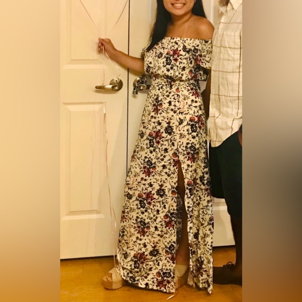 Off the shoulder floral maxi dress